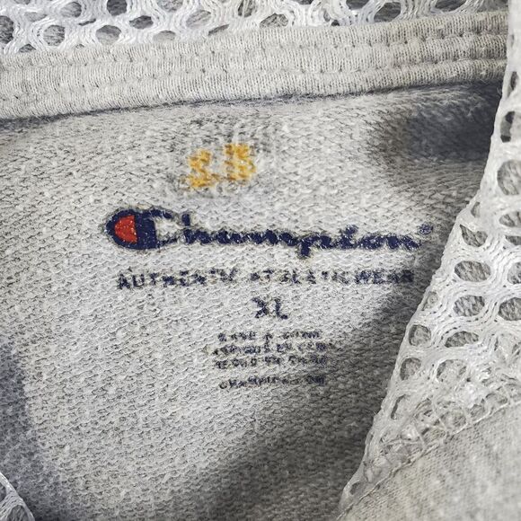 Champion Hoodie Kids XL Grey Reverse Weave Mesh Net Pocket Sweatshirt Pullover - Picture 2 of 10